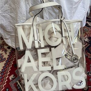 Michael Kors Clear White Logo Tote Bag